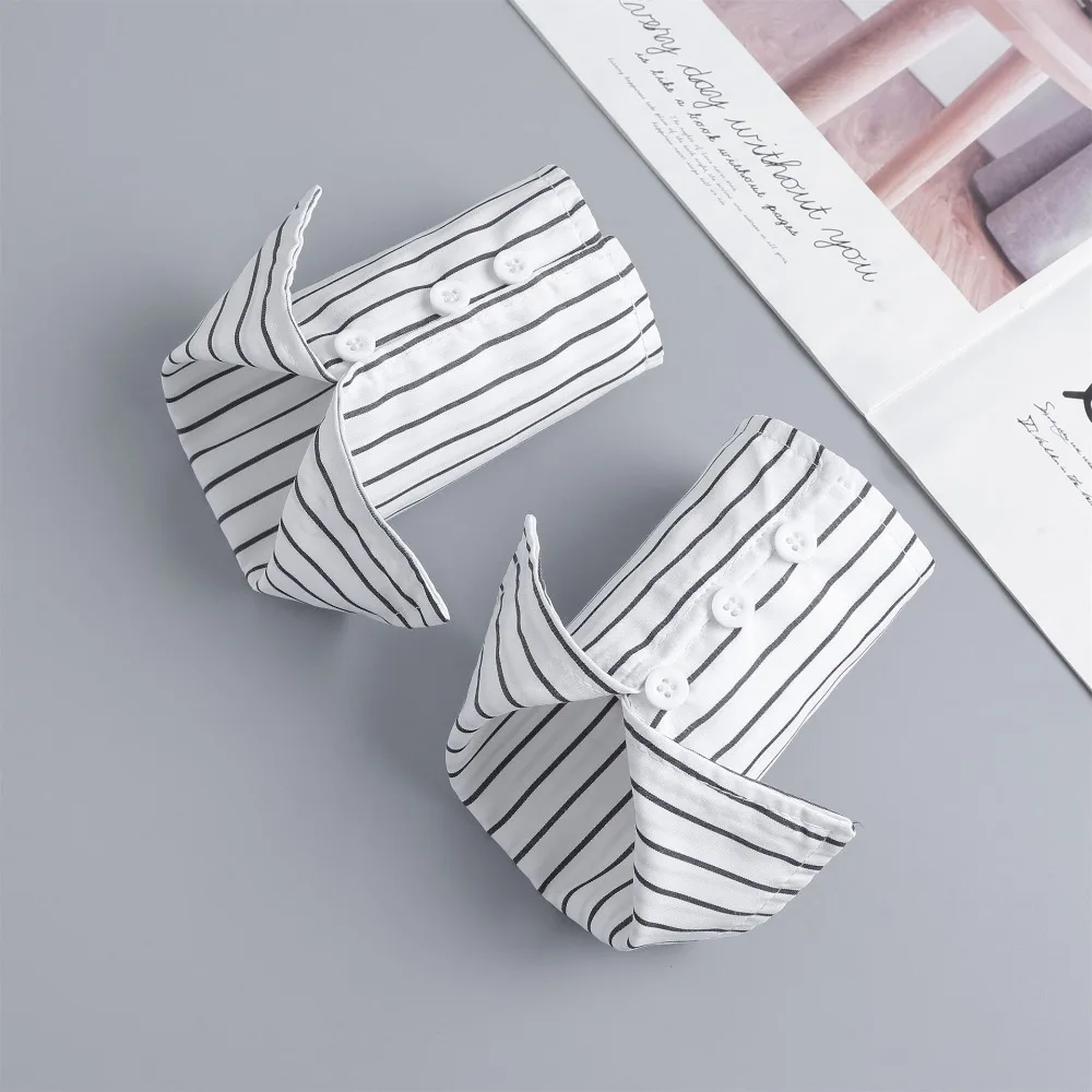 Soft Detachable Stripe Shirt Fake Collar Commute Decorative Fake Hand Sleeves Easy To Wear Comfortable False Wrist Cuffs Office