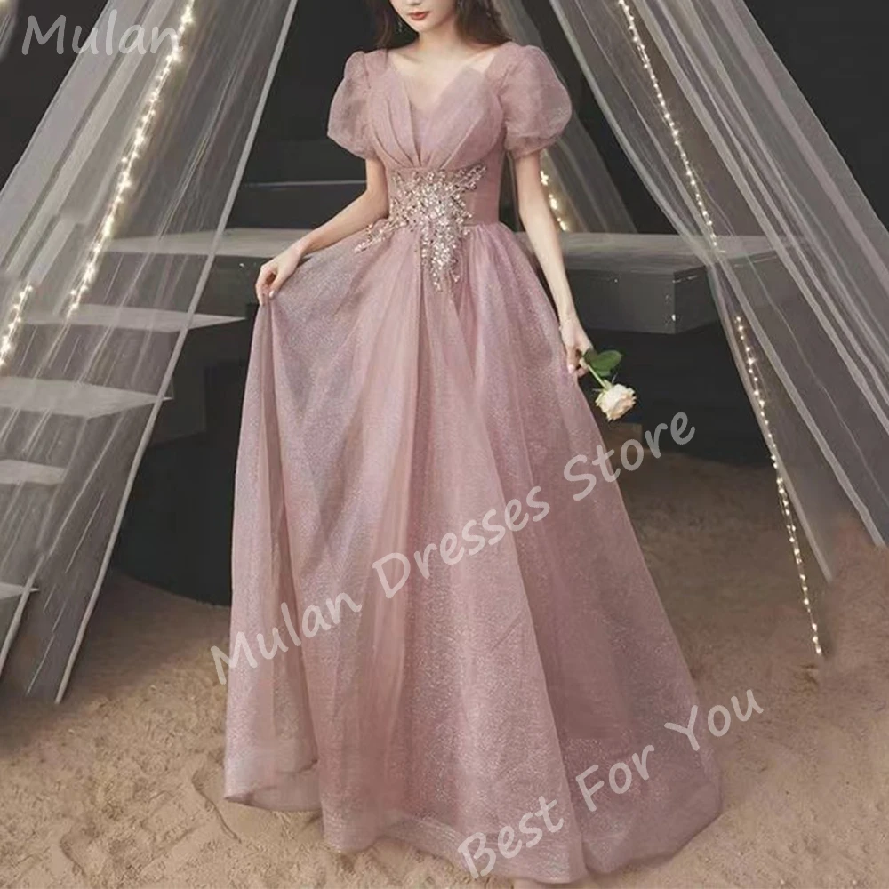 

Customized Elegant Long Prom Dresses for Women Tulle V-Necks Floor-Length A-Line Wedding Guest Dance Dress Special Events 2026
