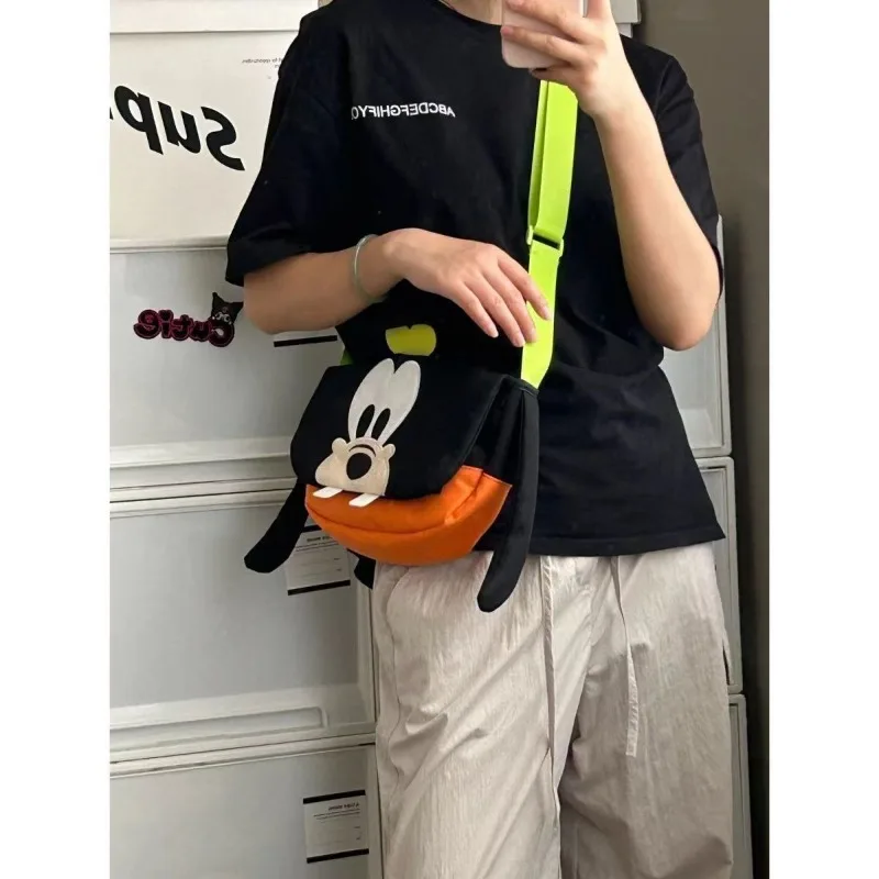 Милая мужская и женская сумка Disney Goofy с новым креативным мультяшным узором, модная холщовая сумка через плечо большой вместимости на одно плечо