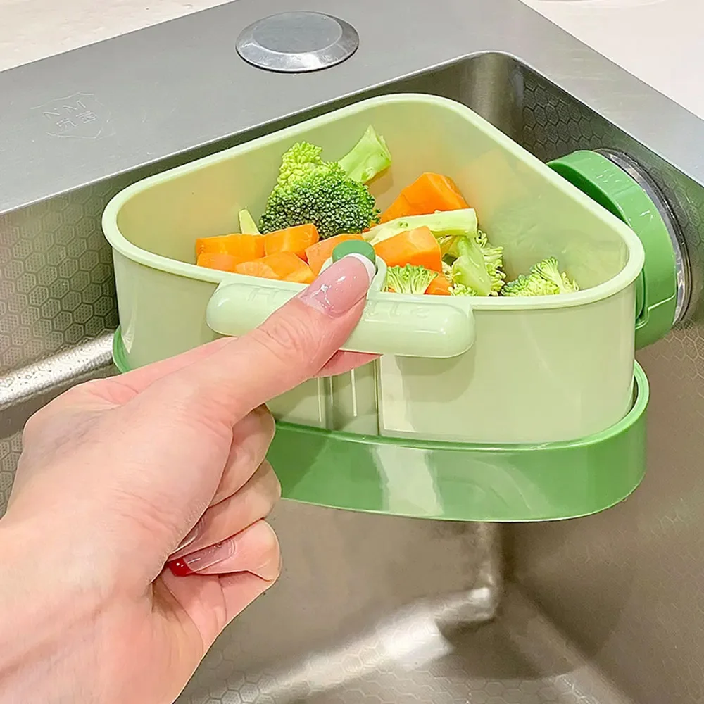 

Suction Cup Sink Corner Rack Strainer Quick-Drain Self-Cleaning Sink Strainer Basket Food Waste Catcher for Kitchen Sink