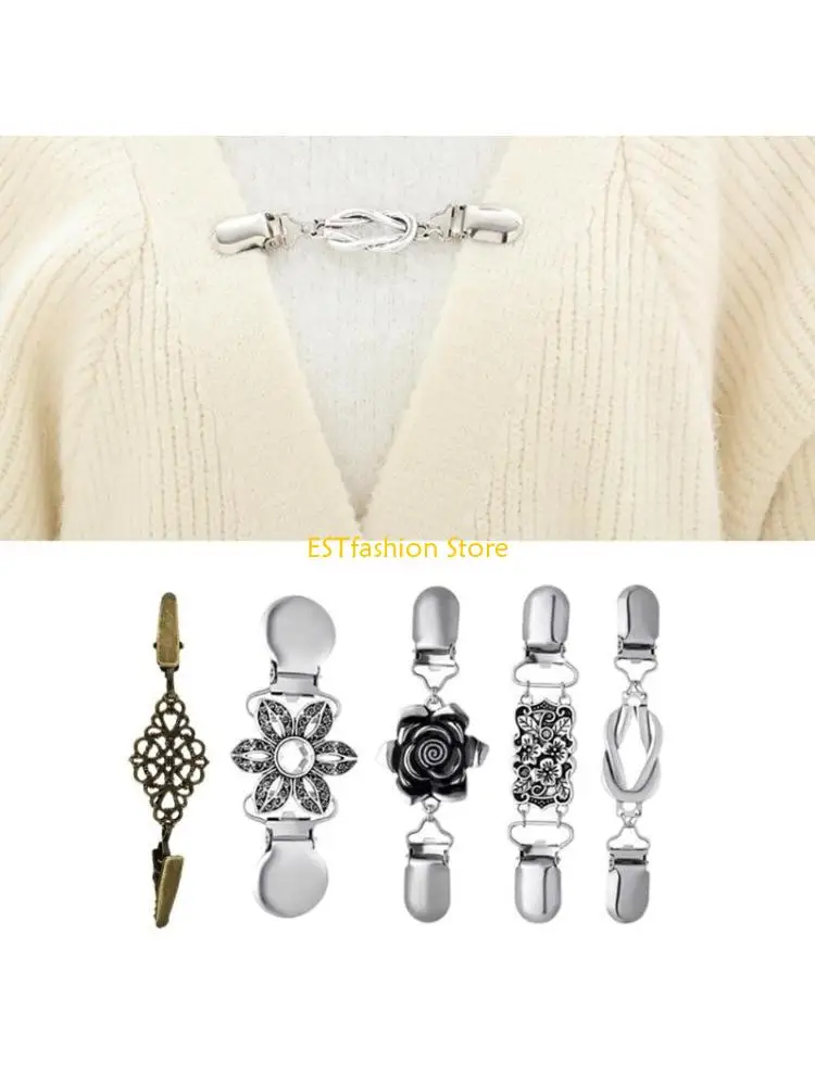 Y5GC Retro Sweater Clip Cloak Clips Fashion Antique Elaborate Flower Clasp