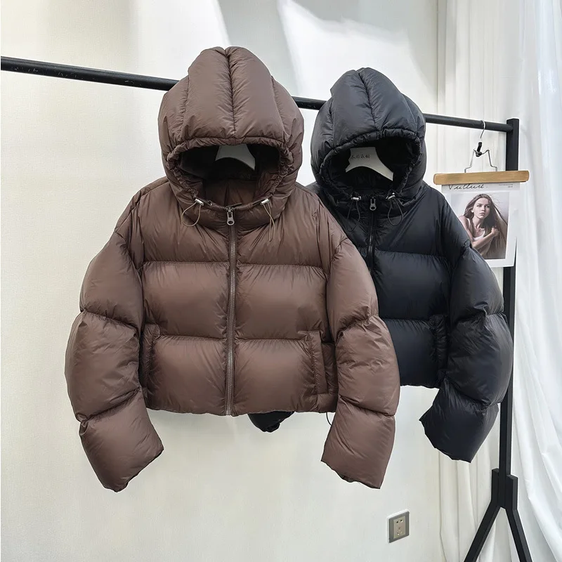 Streetwear Women Puffy Coat Vintage Long Sleeve Casual Parkas Korean Winter Warm Thick All Match Solid Cotton Down Jackets