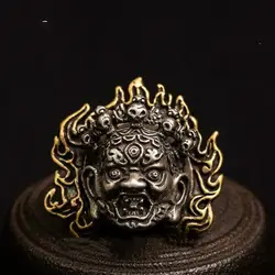Chinese Tibet Bronze Copper Mahakala Wrathful Deity Buddhism Head Mask Statues