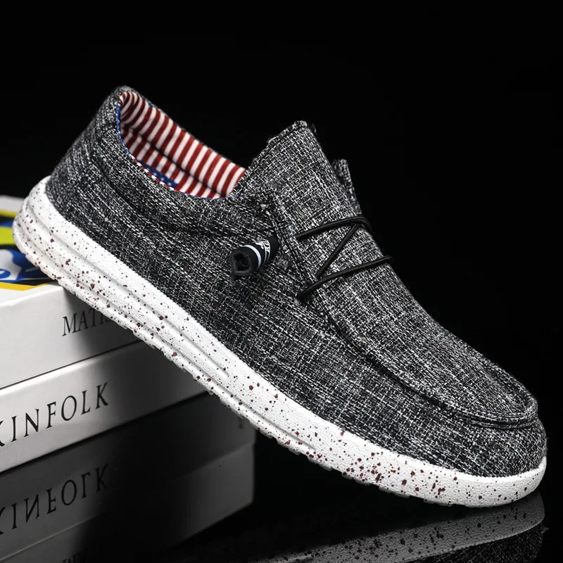 Men's Canvas Loafers Comfortable Breathable Men Casual Shoes Driving Flats Slip on Flat Vulcanized Shoes for Man Walking Shoes