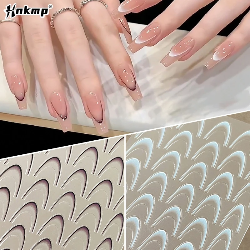 1 Vel Gradiënt Franse Lijn Nagelstickers Decals 3D Franse Tips Manicure Nail Art Gel Sliders Decoraties Accessoires