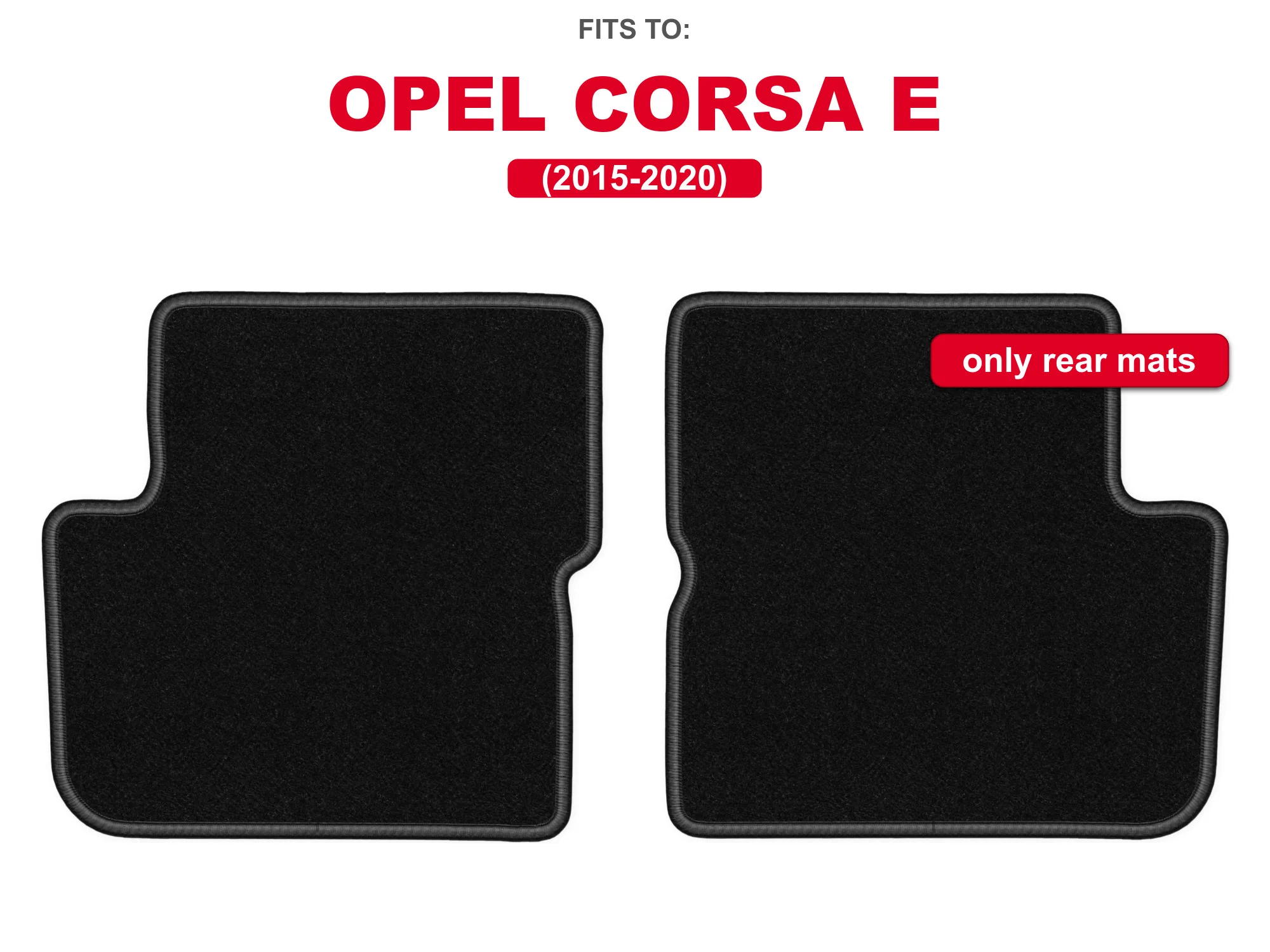 Velour tapijten achterin voor: Opel Corsa D 2006-2015 hatchback Zwart