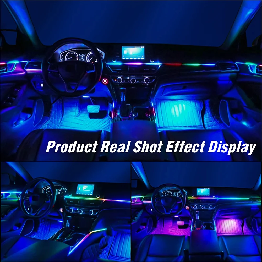 Sterowanie aplikacją USB do oświetlenia ambientowego w samochodach Tesla Model, taśma LED akrylowa RGB Symphony Atmosphere Lamp o długości 110/140 cm.