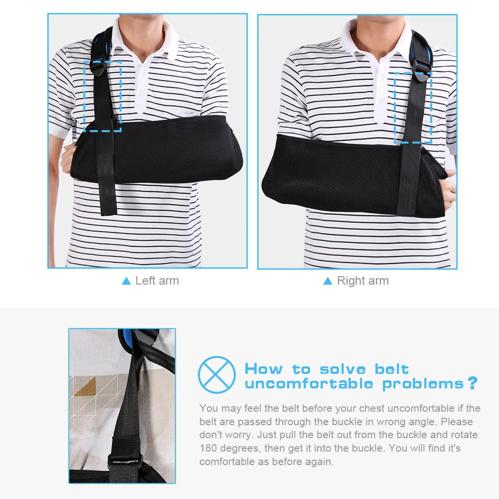 Arm Brace Arm Sling Adult Arm Sling Universal Arm Sling Adjustable Shoulder Strap for Adults Unisex Black Shoulder Arm Sling