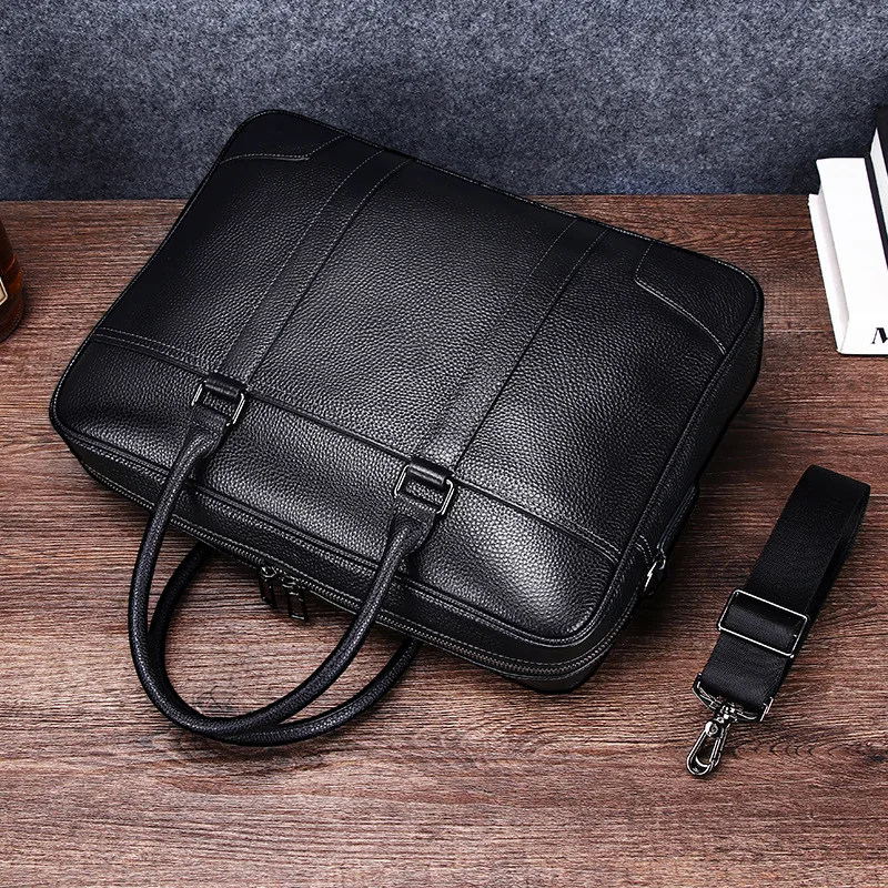 Hot-selling Handbag Genuine Leather Men's Laptop Men Bag Cowhide 15inch Business Trip Briefcase Large Capacity Dropshipping