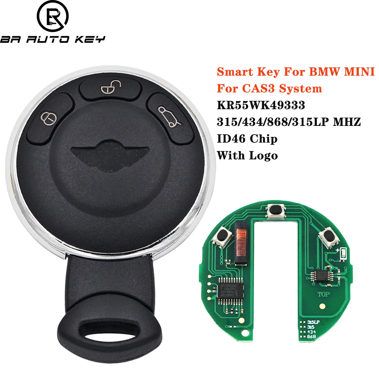 3 buttons Remote Key Cas3 Stystem Fob For BMW Mini Cooper Remote Control Smart key  868mhz 315mhz 433mhz KR55WK49333 