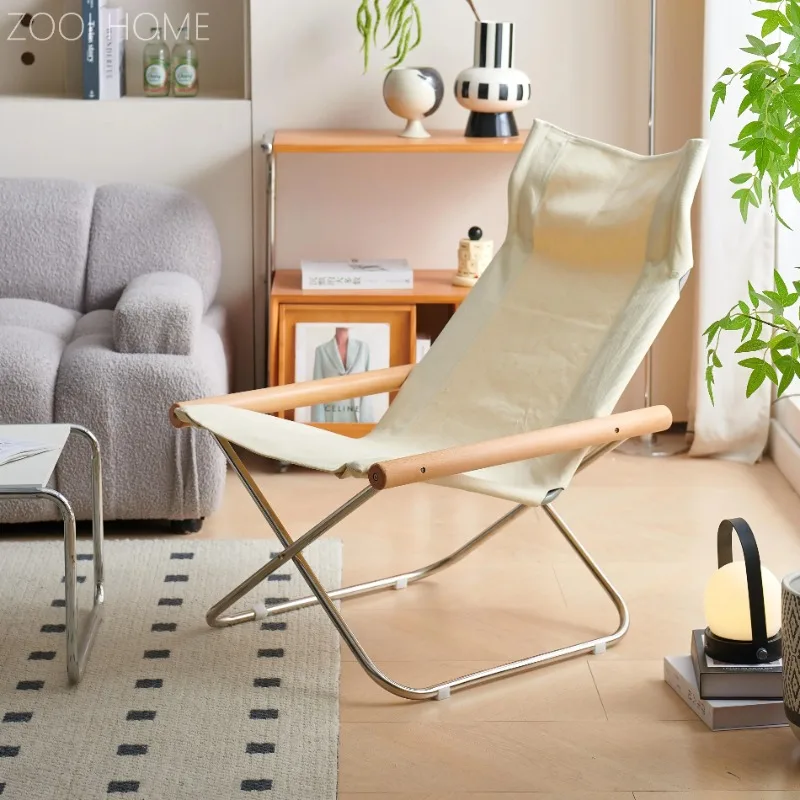 Japanese Style Canvas Folding Recliner Chair Home Single Sofa Balcony Lazy Nap Small Lounge Seating
