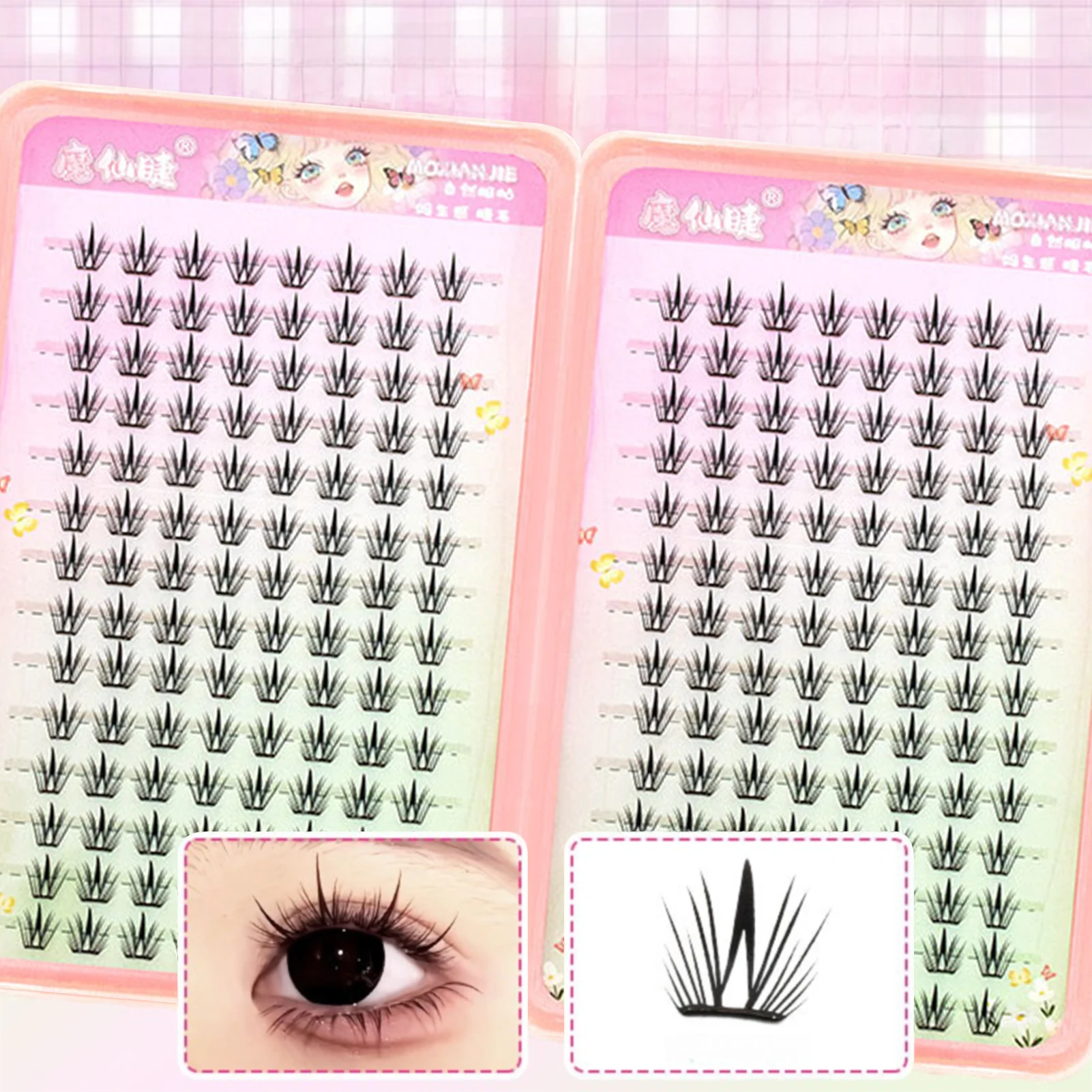 Magic Fairy-pestañas postizas sin pegamento, gran capacidad, Manga, libro de pestañas de estilo coreano, 7 13mm de longitud mixta, rizo C, pestañas de fibra negra