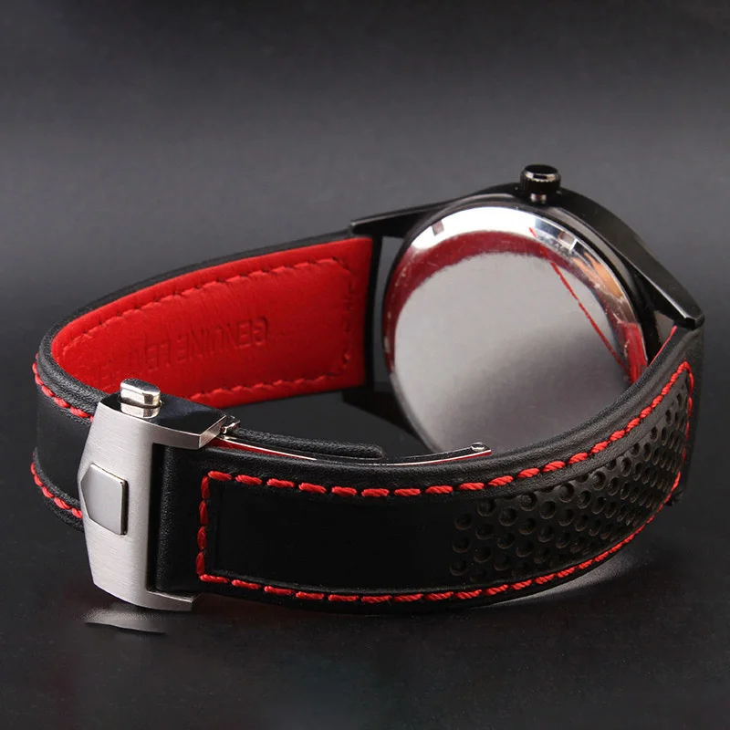 19mm 20mm 22mm Black red line Bracelet for Tag Heuer for Carrera for Monaco Leather Replacement band Cowhide Universal Accessory