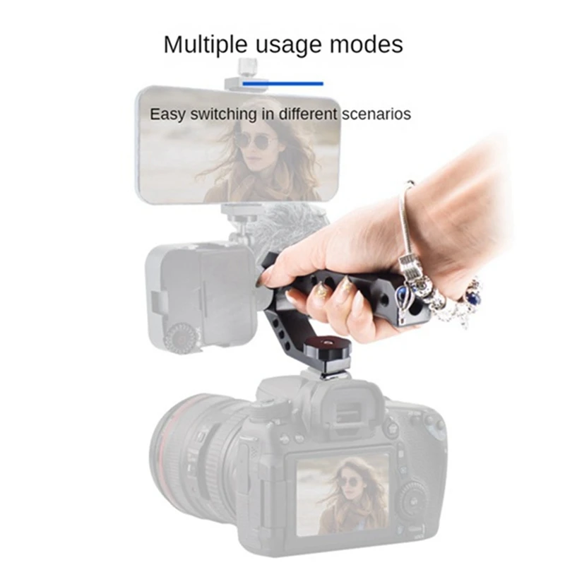 Universal กล้อง DSLR Rig Top Handle 3 รองเท้าเย็นอะแดปเตอร์ Mount สําหรับไฟ LED ไมโครโฟนโลหะ Handle Grip อะไหล่