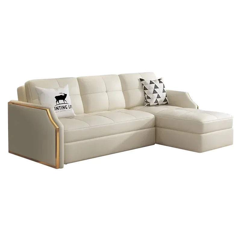 

Light luxury, leather sofa bed, dual-purpose, foldable, storage, small apartment