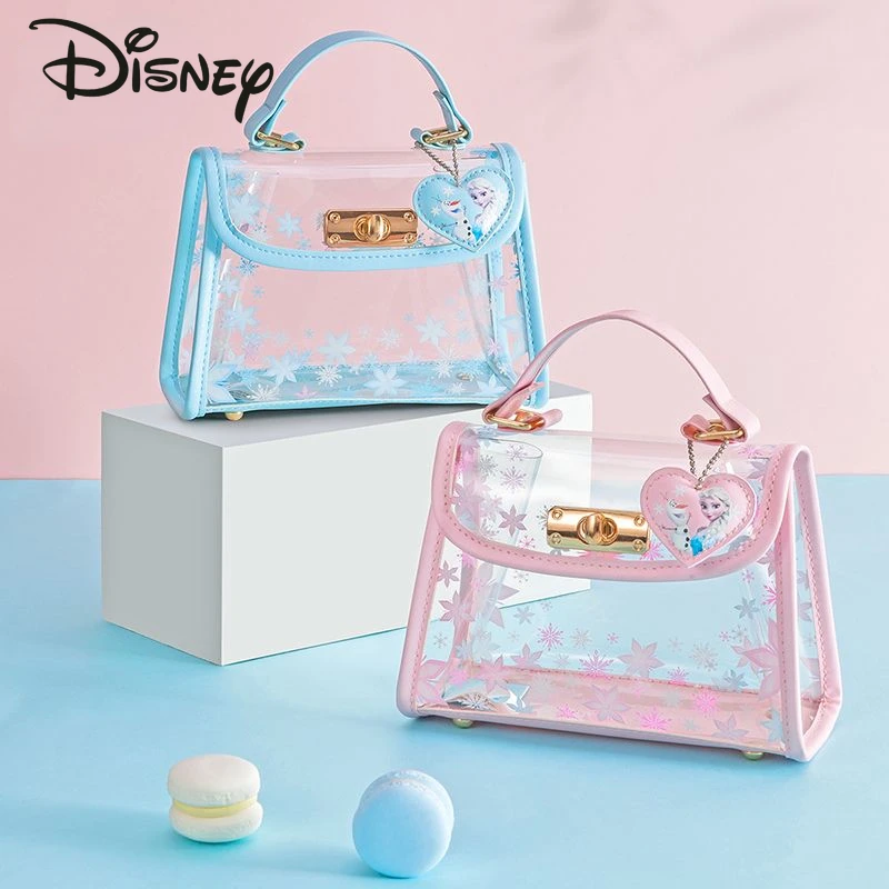 

Disney Ice and Snow Romance New Children's Crossbody Bag Fashionable High Quality Transparent Handbag Cartoon Girl Storage Bag