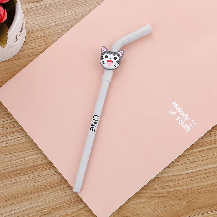 50PCS Creative Animal Straw Gel Cute Cartoon Student Stationery Office Water-based Pen Factory Outlet Gel Pens B