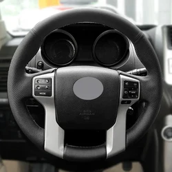 For Toyota Land Cruiser Prado 2010-2015 Tundra 2013-2017 Tacoma 4Runner 2011-2016 Car Inner Steering Wheel Black Leather Cover