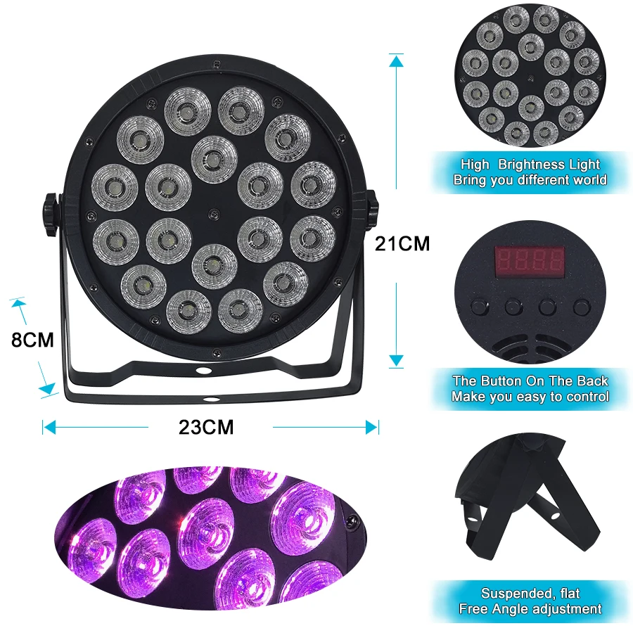 Stage Light LED 72w RGBW 4 in1 Par Lights DMX compatibile Sound Control luce piatta Super luminosa per DJ Disco Wedding Club Bar Show