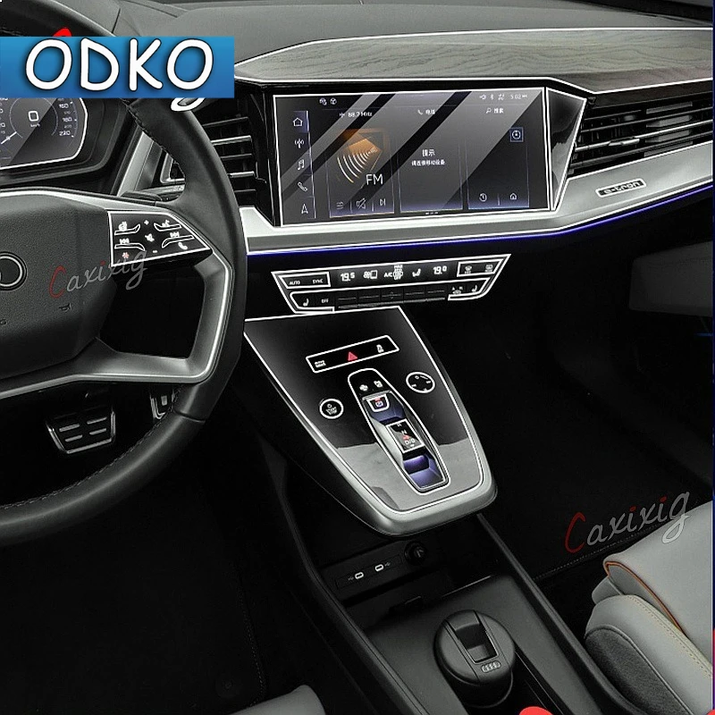 TPU Transparent Film for Audi Q3 Q4 e-tron Q5 Q7 Q8 Car Interior Sticker Center Console Gear Screen Dashboard Door Windows Panel