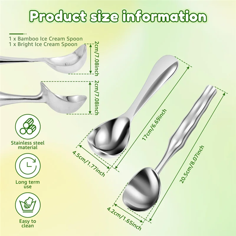 

TFTP-2 шт. ложка для мороженого из нержавеющей стали 304, которую можно мыть в посудомоечной машине, ложка для мороженого для домашнего коммерческого использования