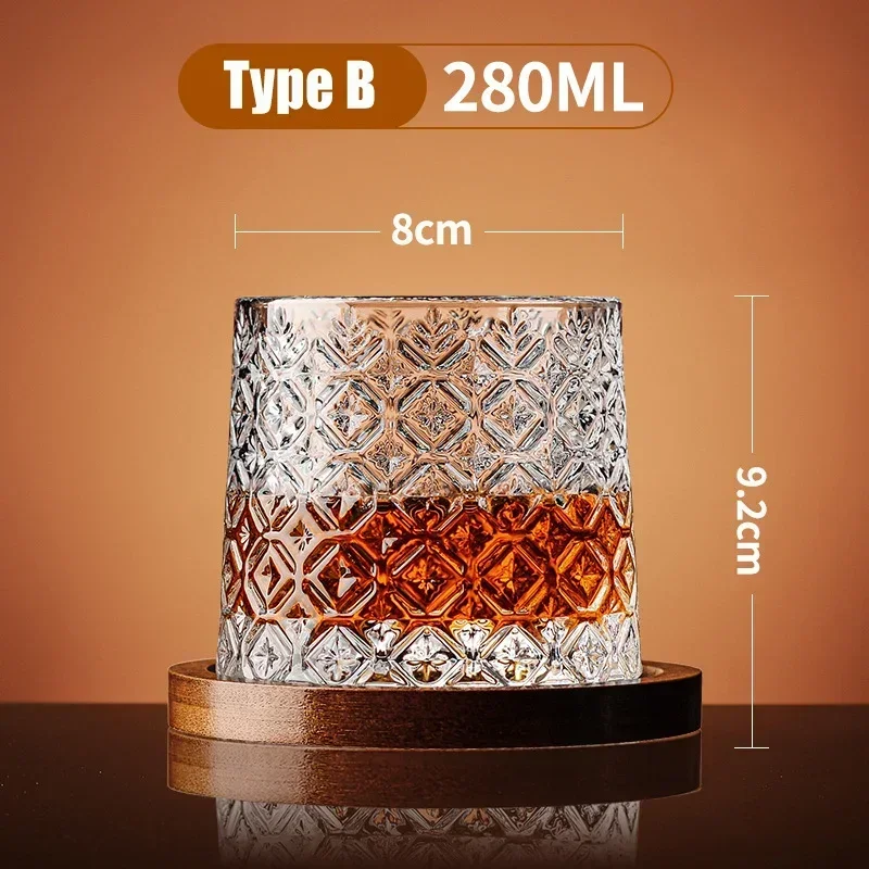 Vaso de whisky con Base, vasos de whisky de cristal giratorios, copa de vino de brandy, vasos para Bar y hogar