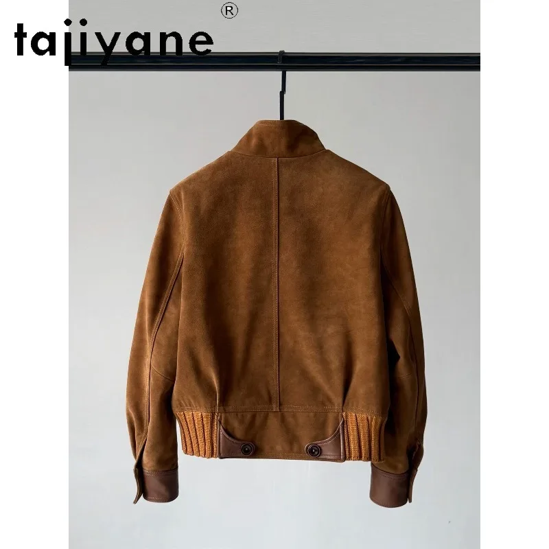 TAJIYANE South‑African Mixed‑breed Goatskin Genuine Leather Jacket Woman Short Leather Coats Slim Fit Jackets for Woman Jaqueta