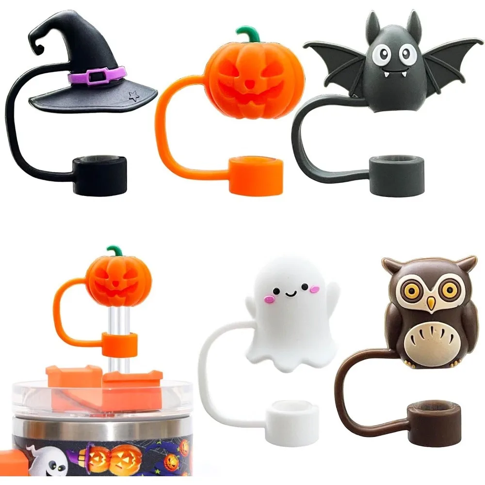 

5 шт., соломенный колпачок на Хэллоуин для Кубка Стэнли, силиконовый соломенный топпер для стакана Стэнли 30 и 40 унций с ручкой