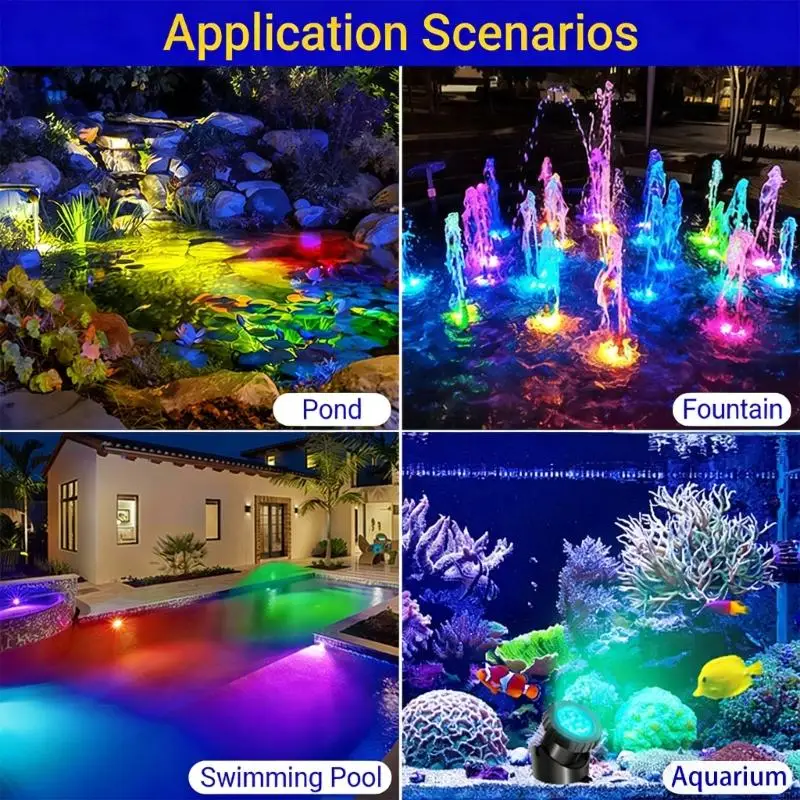  Various dyes Solar Pool Light With 6 LED 2000mAh Battery IP68 Waterproof For Exterior Decor