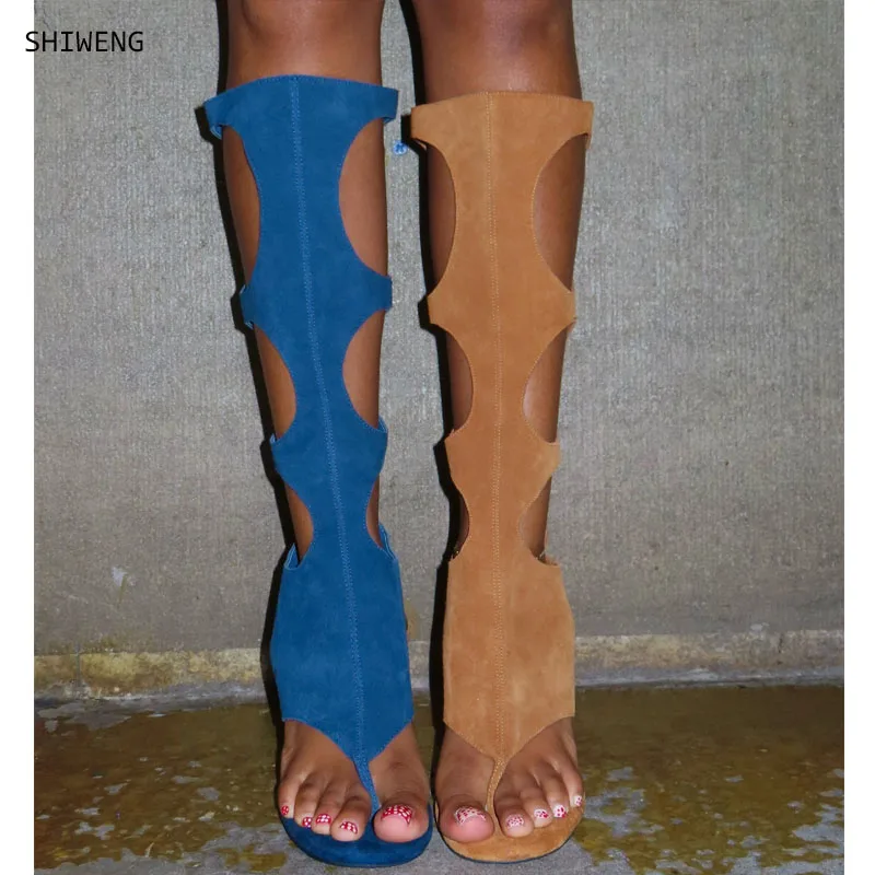 

Women Hollow Out Mid Calf Boots Suede Pointed Toe Shoes for Women Thin High Heels Shoes 2025 Zapatos Para Mujere 44