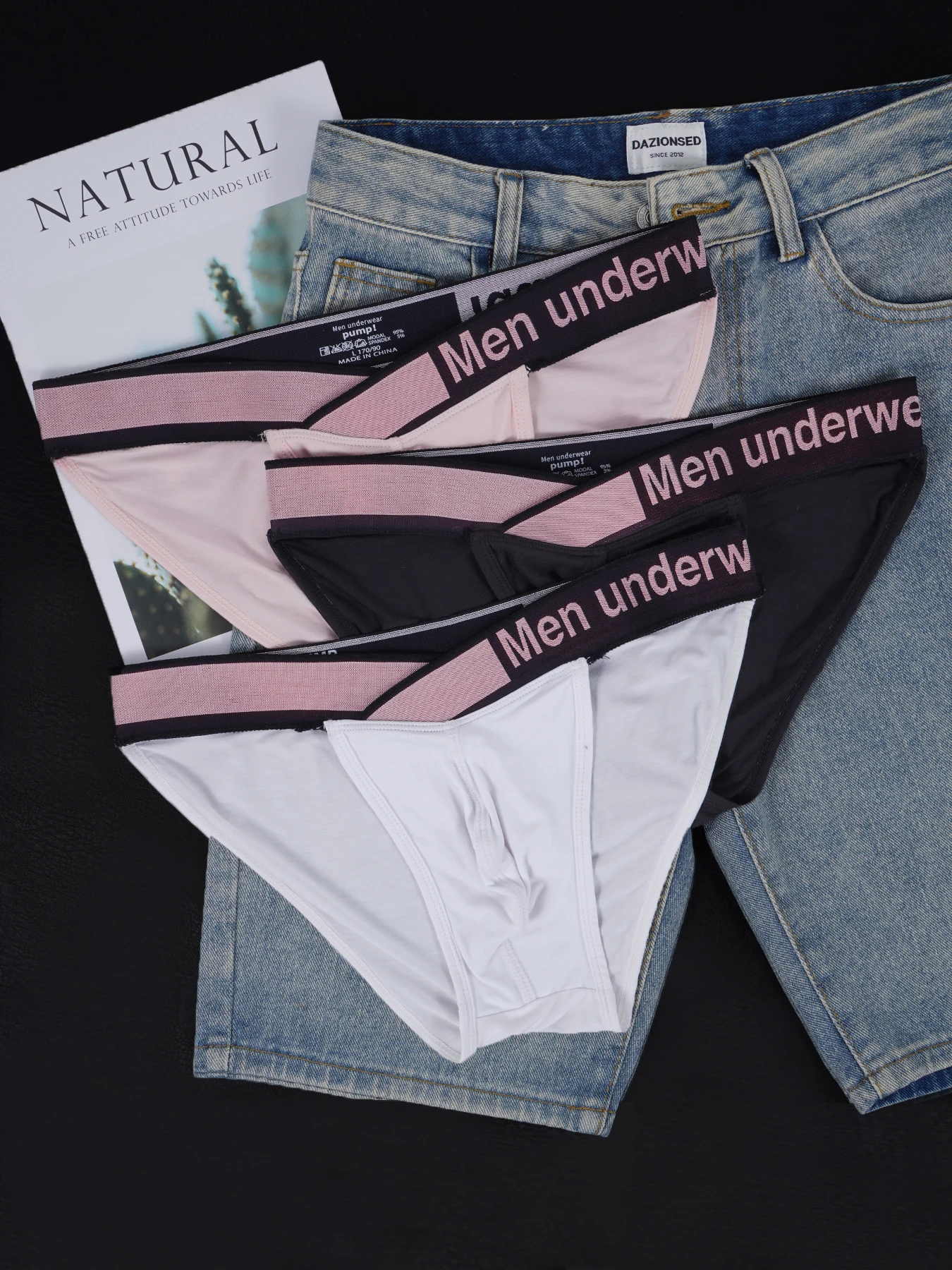 

Мужские трусы-брифы (3 шт.) с контрастным поясом с надписью, из мягкого модала, сексуальные, с низкой посадкой, дышащие, эластичные