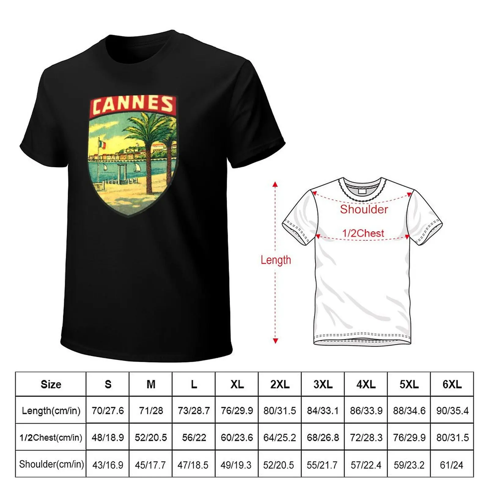 Cannes France Vintage Travel Decal T-Shirt Festive Simple T-Shirt