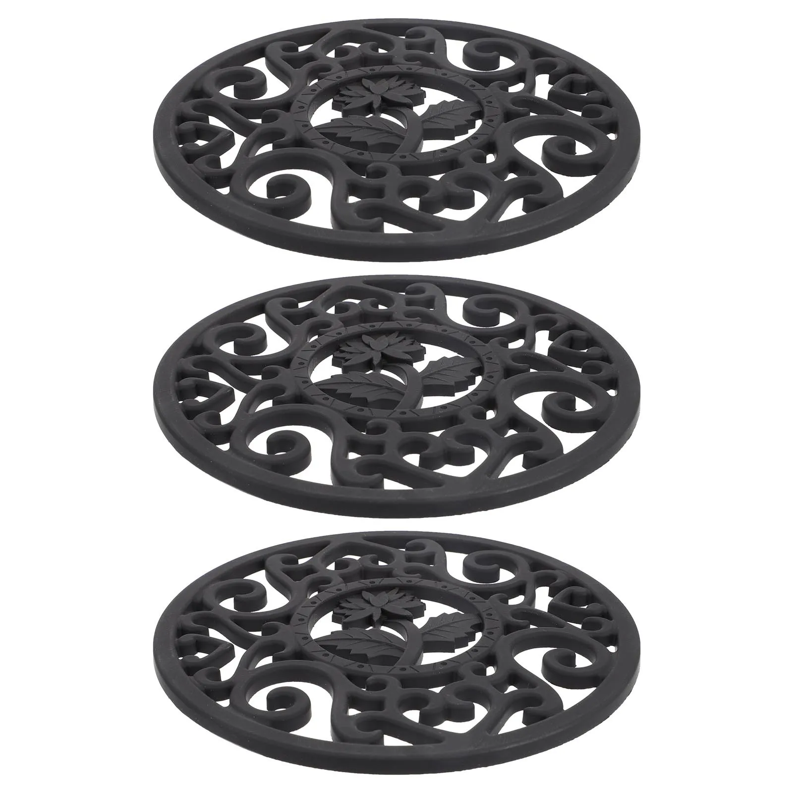 

3Pcs Silicone Heat Insulation Pot Mat Hollow Design Multipurpose Kitchen Table Protector Non-Slip Place Mat