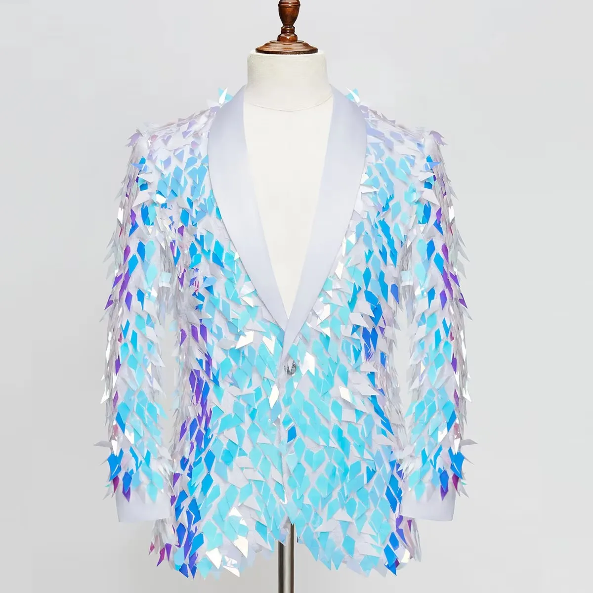 Blazer Coat Shawl Collar New Design Male Sequins Single Button Bar Singer Concert Stage Performance Shiny Tuxedo Party Blazers