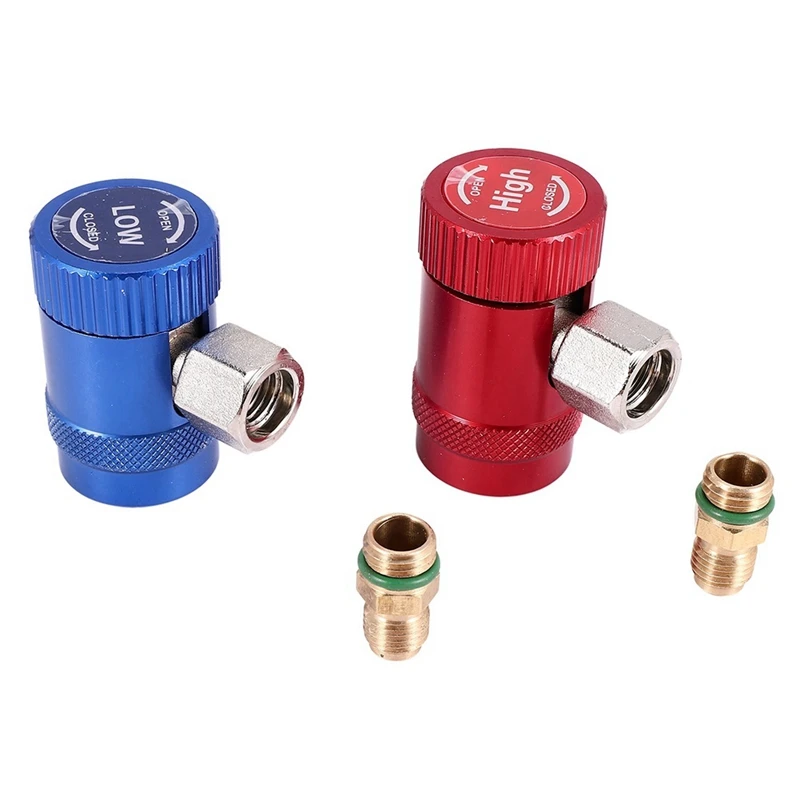 Car AC High/Low Side R1234YF Quick Couplers Adapters Conversion Kit With Manual Couplers