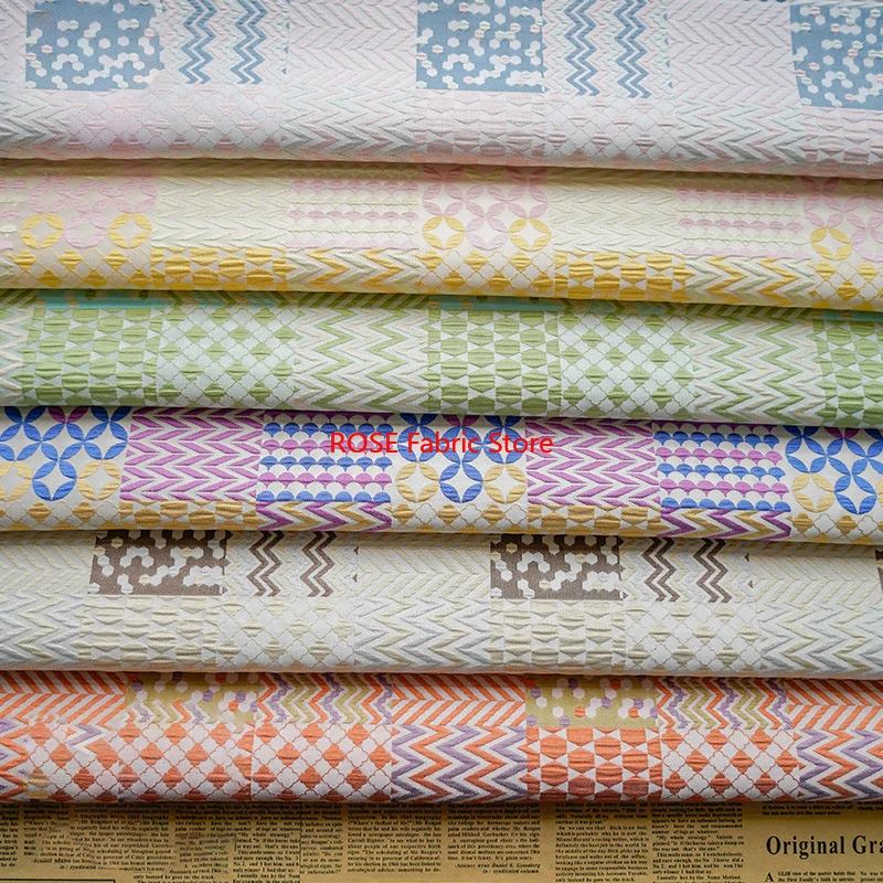 

1 meter Embossed Plaid Jacquard Fabric Spring and Autumn Tops Bags Dress Yarn Dyed Decorative Fabric