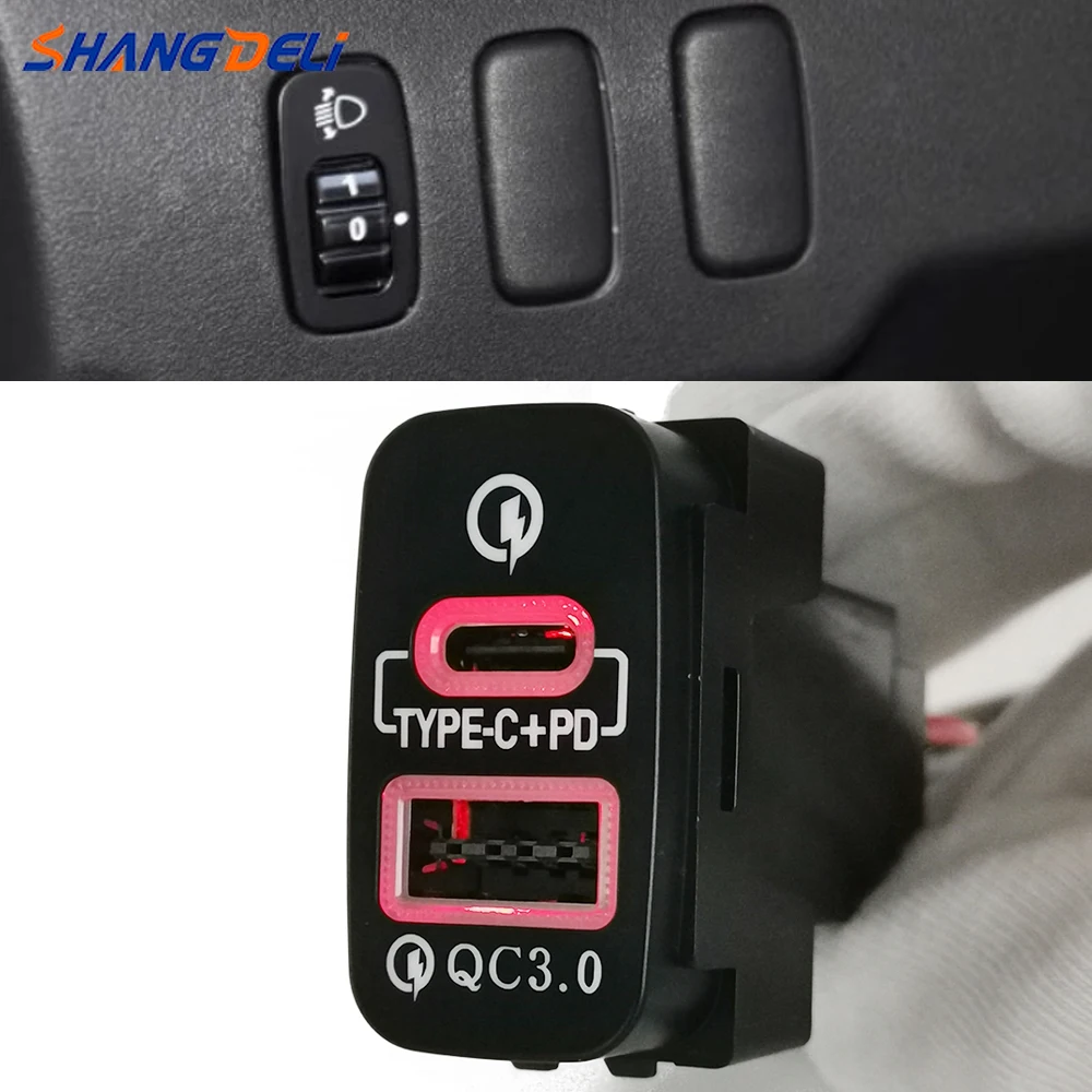 

12 В/24 В автомобильное двойное зарядное устройство TYPE-C PD адаптер зарядное устройство для телефона Mitsubishi Outlander Lancer Pajero V73 V93 V97 аксессуары