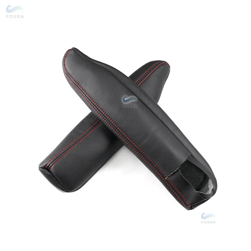 Side Seat Armrest Handle Leather Cover Trim For Land Rover Discovery 3 4 2004 -16 For Range Rover Sport 2005-13 Black-red line