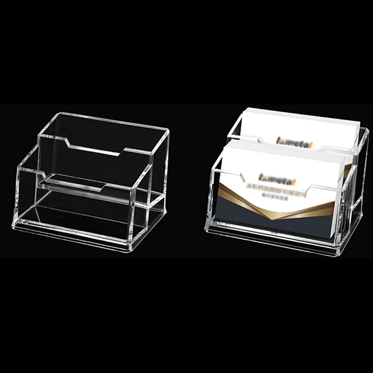

2-Tier Clear Acrylic Business Card Holder Desktop Organizer for Notes Photos Appointment Cards Name Stand Display Storage Office