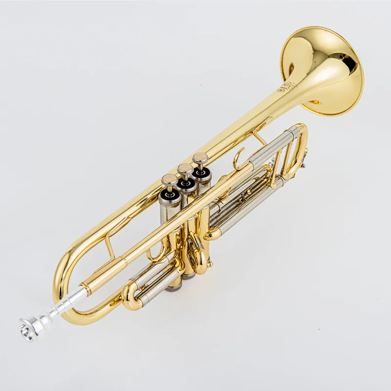 Bb Flat Brass Trompete banhado a prata, trompete profissional, instrumentos musicais com estojo de couro, feito no Japão, qualid