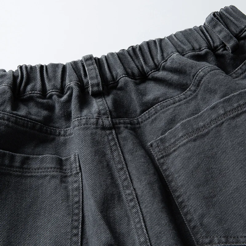 ผู้ชายฤดูใบไม้ร่วงแฟชั่นญี่ปุ่นซิปลายสก๊อตตกแต่งหลวมสบายๆขากว้าง DENIM Baggy กางเกง Cityboy Cargo กางเกงยีนส์กางเกง