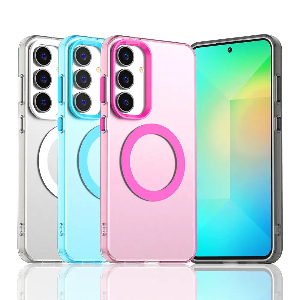 Para Samsung S25FE Funda de lujo protector de piel de caramelo cubierta magnética de PC para Samsung S25 FE Funda de parachoques a prueba de golpes