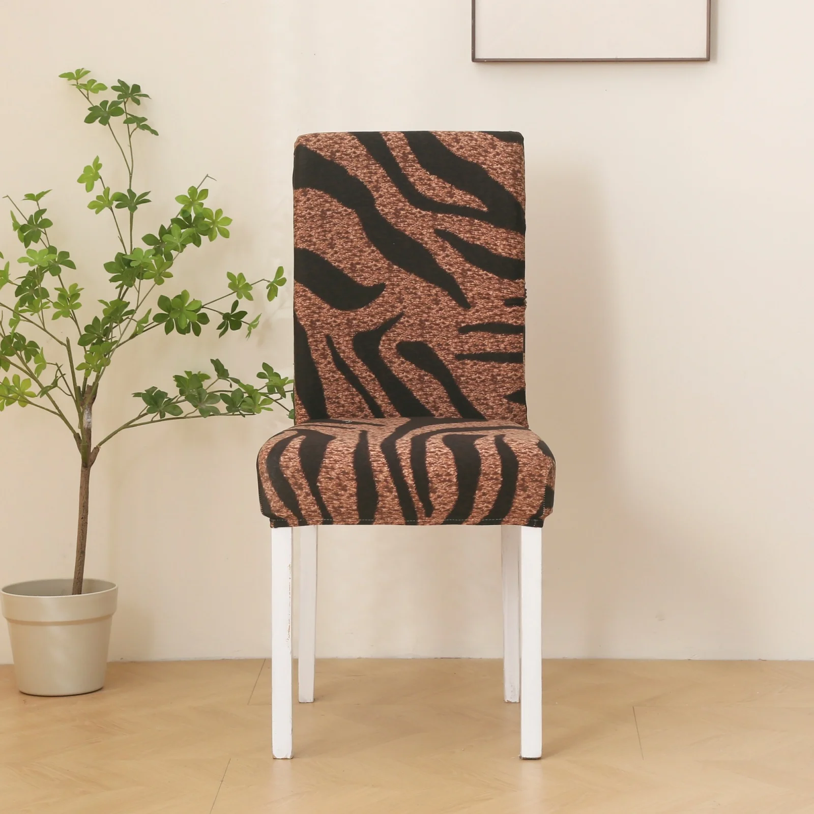 4/6/10 pcs Wild Zebra Print Stretchy Chair Covers Home Protection Festive Decoration Soft Comfortable Fabric Elegant