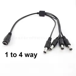 Cable divisor de fuente de alimentación CC, conector adaptador de 12V para cámara de seguridad CCTV A7, 1 hembra a 4 macho, 2,1x5,5mm