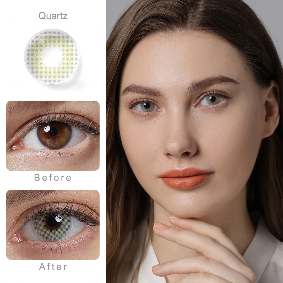 HIDROCOR Color Contact Lenses For Eyes 1pair Yearly Natural Eye Color Lens Cosmetic Soft Eye Lenses Beauty Pupils with Lens Case