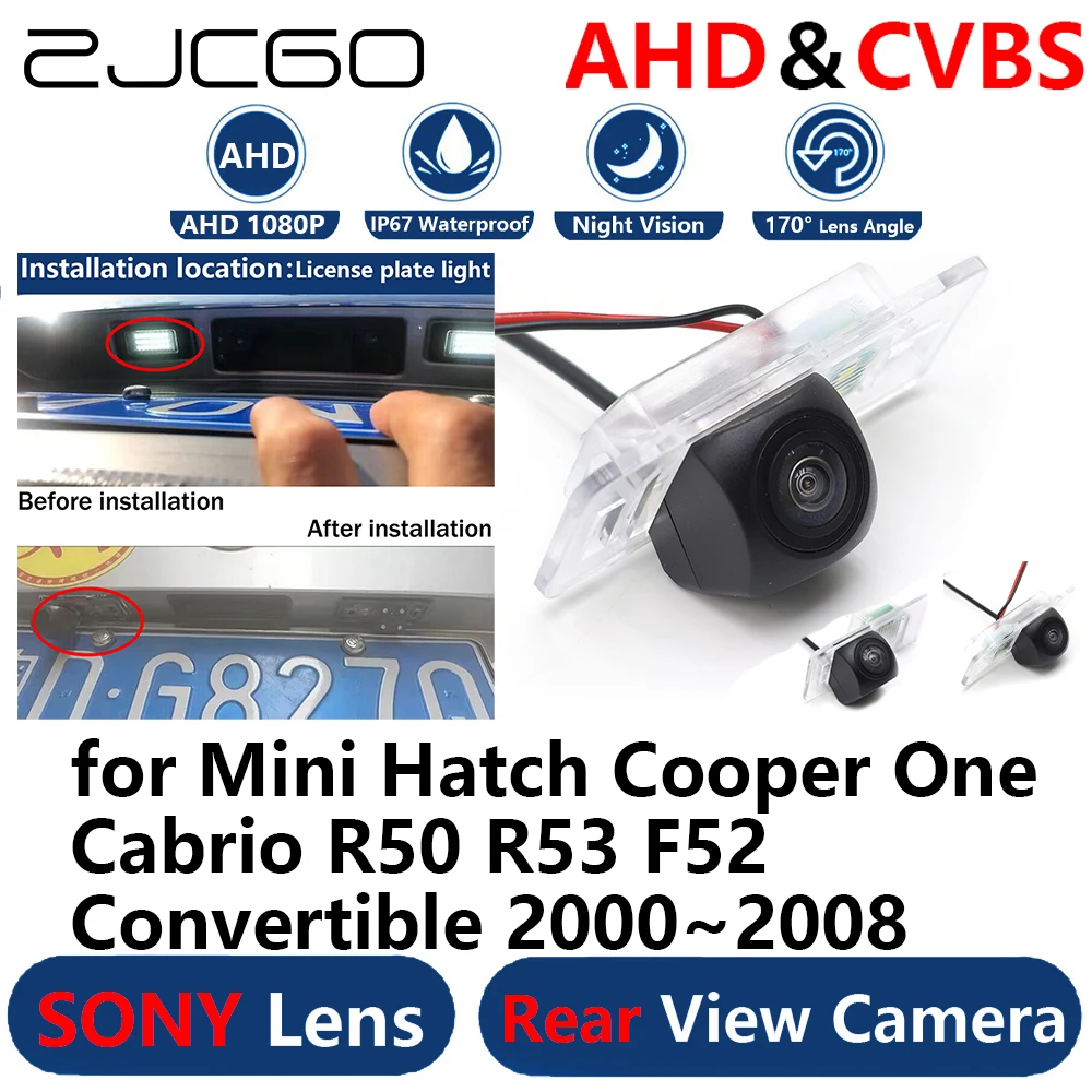 AHD 1080P Parking Backup Reverse Reversing Rear view Camera for Mini Hatch Cooper One Cabrio R50 R53 F52 Convertible 2000~2008