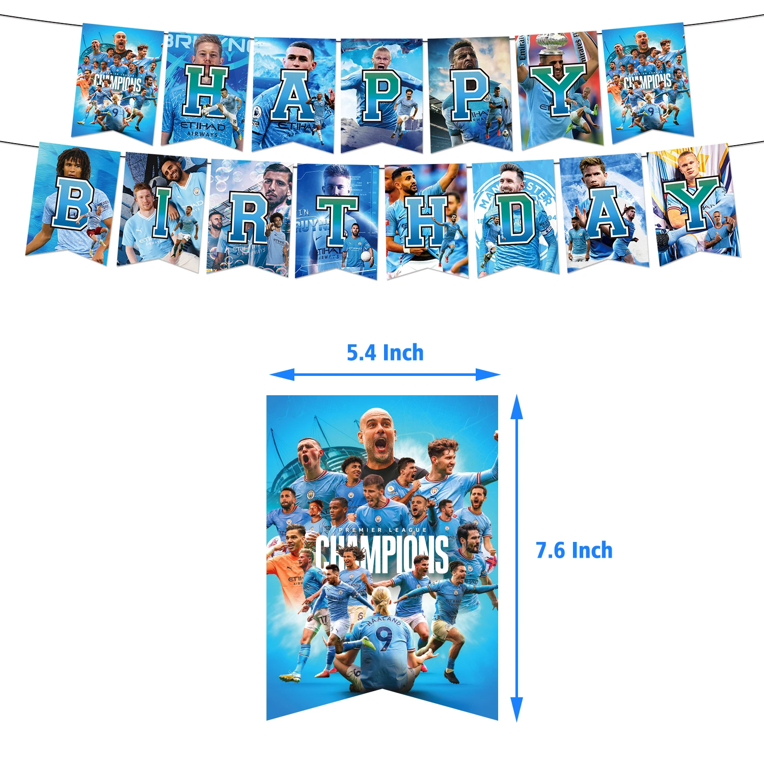 Hot Team Manchester Football Club birthday party decorations bannner balloons cake topper Erling Haaland for party supplies