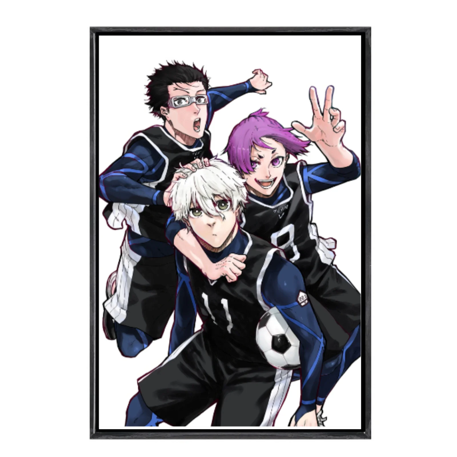 

Японский мультиразмерный холст с изображением манги, настенное искусство в двойной рамке, домашний декор с синим замком для гостиной, спальни