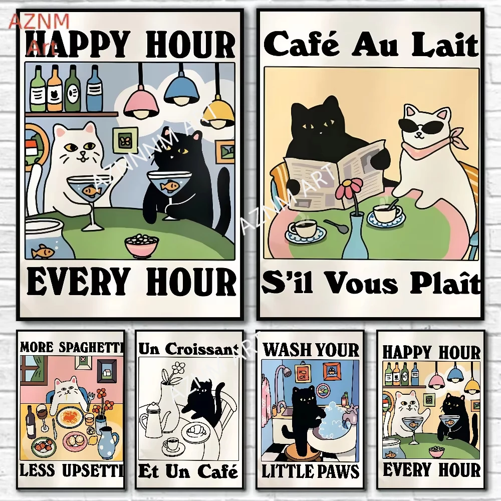 1PC Wash Your Paws Cat Poster  - đánh giá và giá Home Decor Scrap