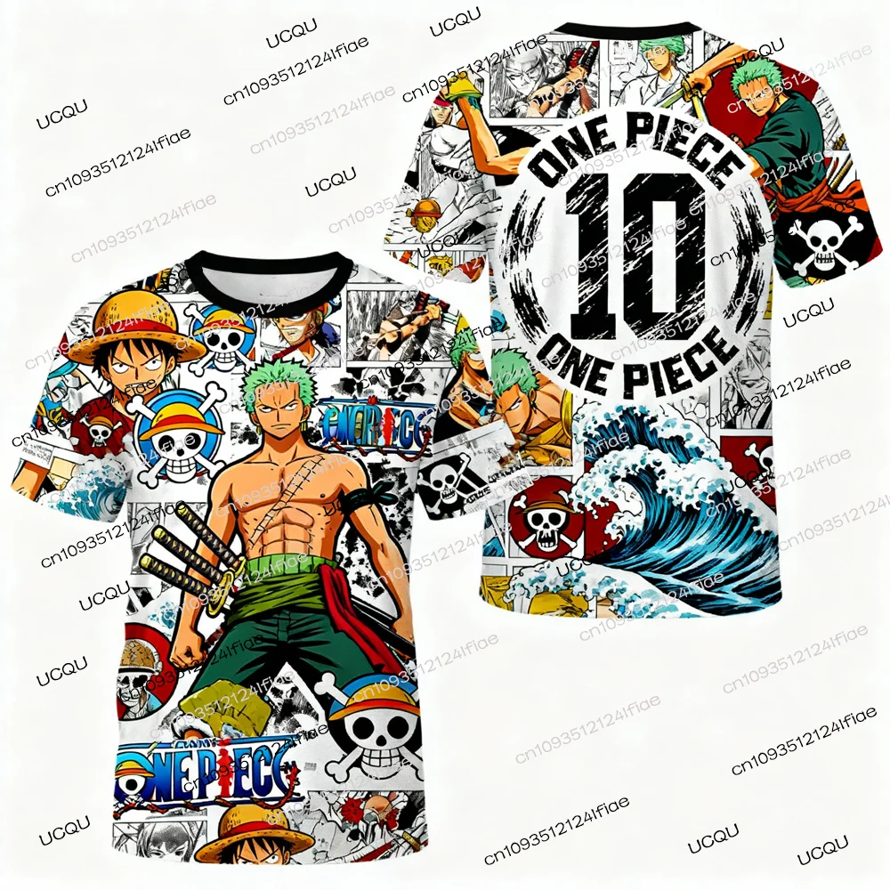 2026 New Arrival One Piece Japanese Anime T-shirt Zoro 3D Printed Kids Top Street Comic Apparel Men's Soccer Sports Short-Sleeve